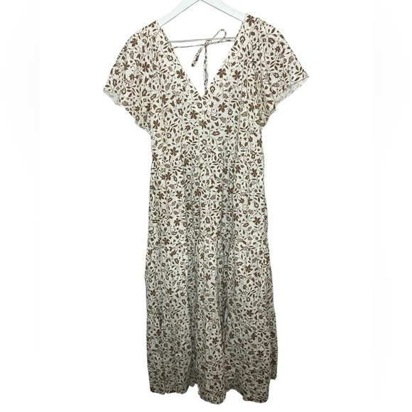 Old Navy Cottagecore Floral Flutter Sleeve Swing Maxi Dress Fall Feminine L - Picture 1 of 9